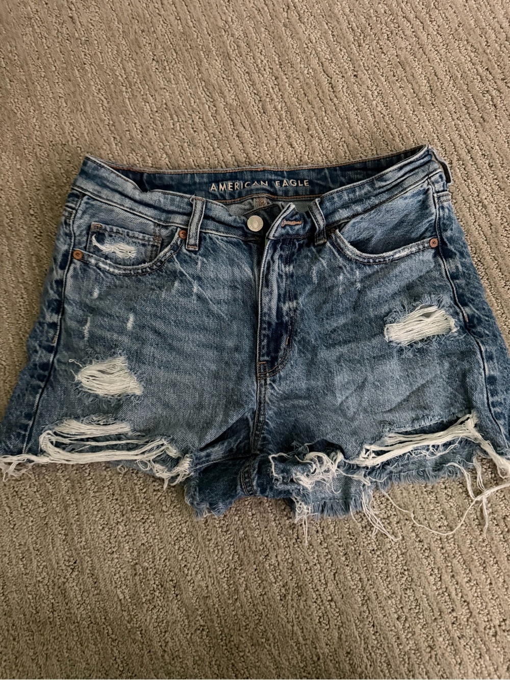 American Eagle Outfitters Distressed Light Blue Denim Cutoff Shorts